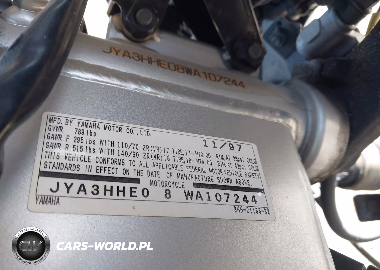 1998 Yamaha Fzr600 R VIN:JYA3HHE08WA107244 - 10