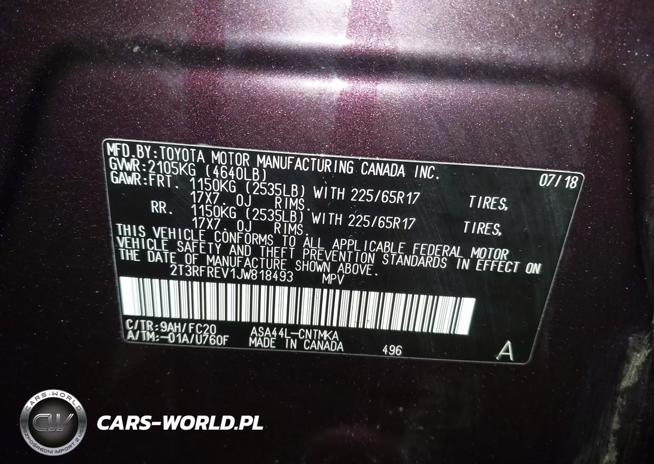 2018 Toyota Rav4 Xle VIN:2T3RFREV1JW818493 - 9