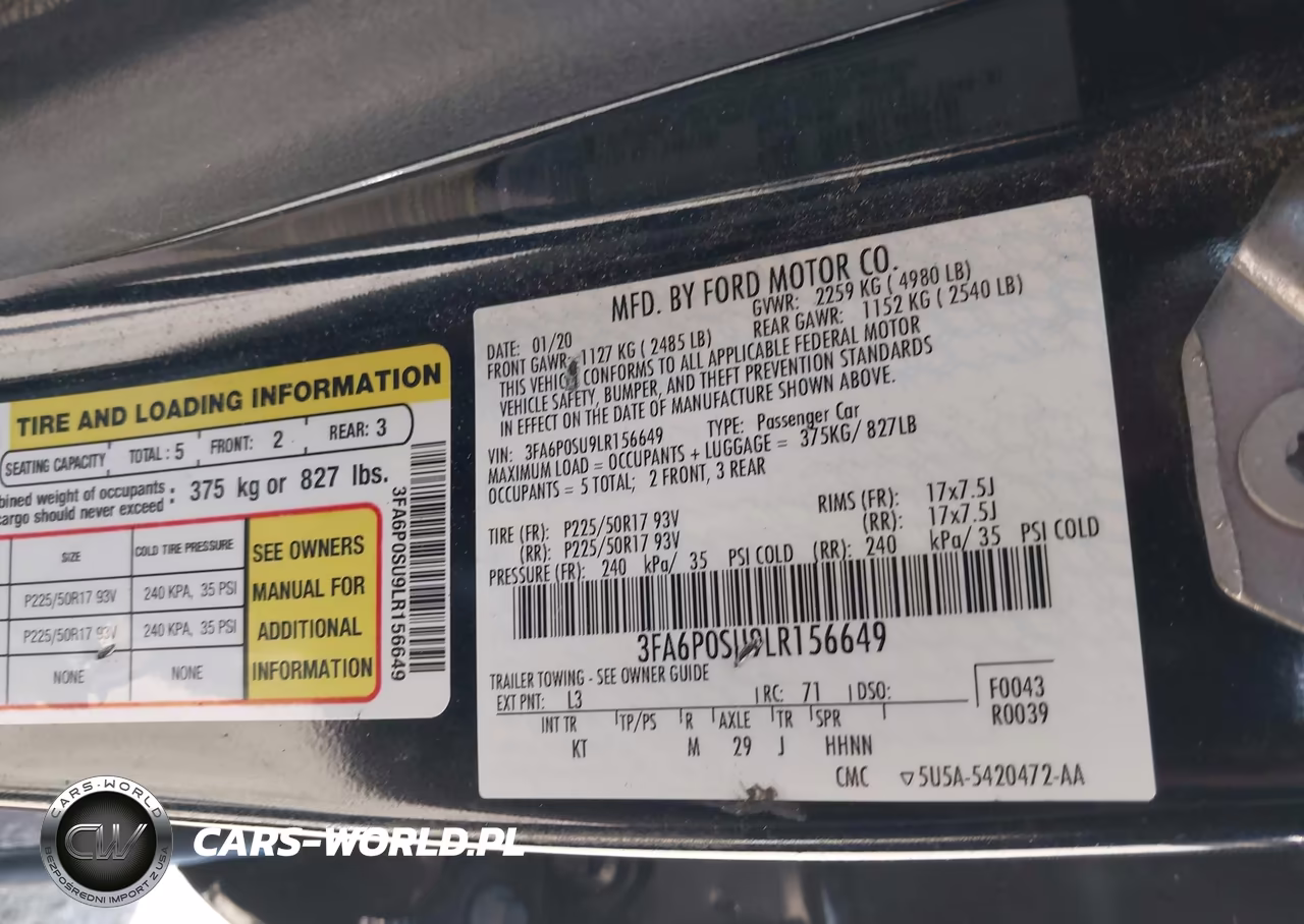2020 Ford Fusion Plug-In Hybrid Titanium VIN:3FA6P0SU9LR156649 - 9