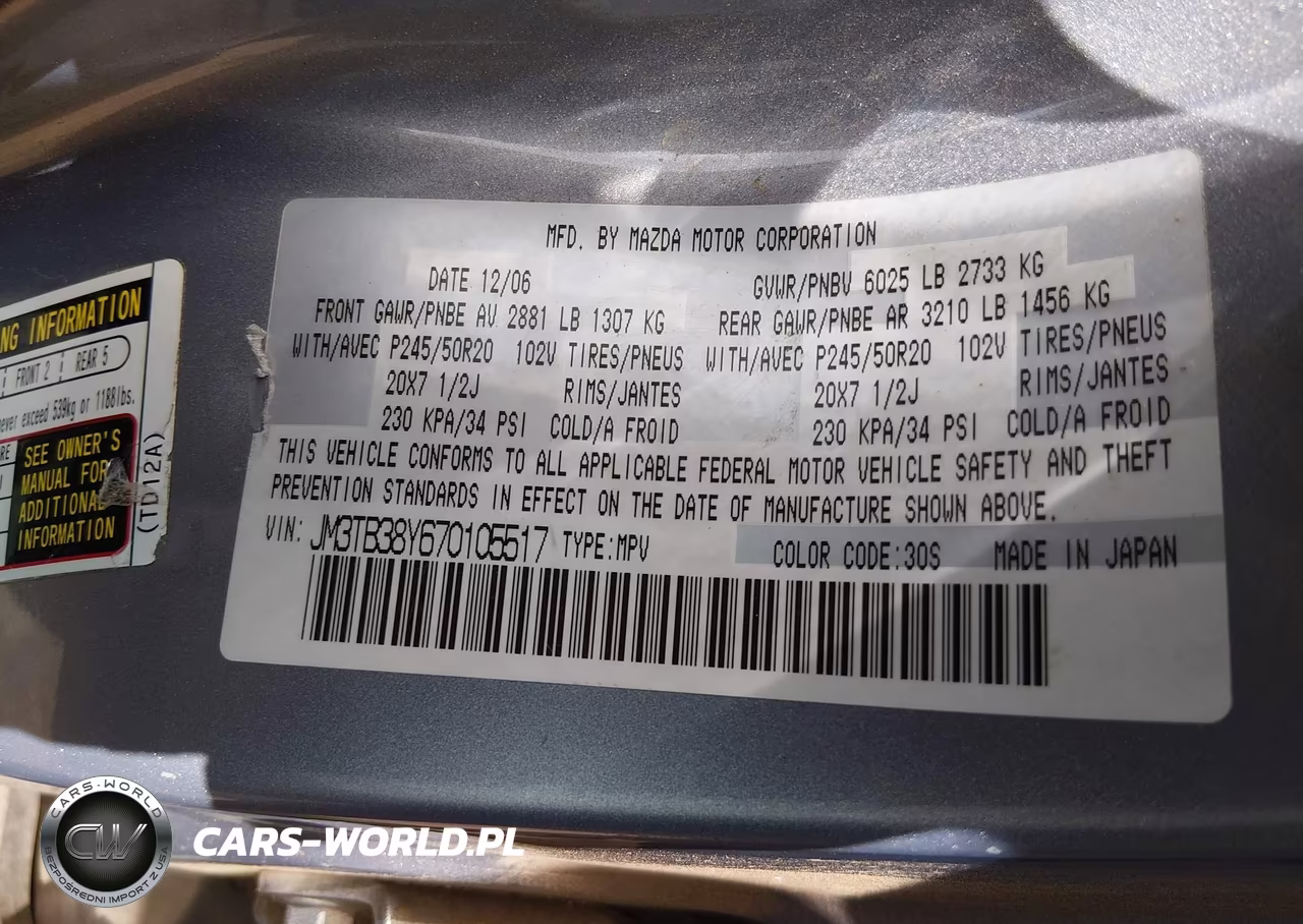 2007 Mazda Cx-9 Grand Touring VIN:JM3TB38Y670105517 - 9