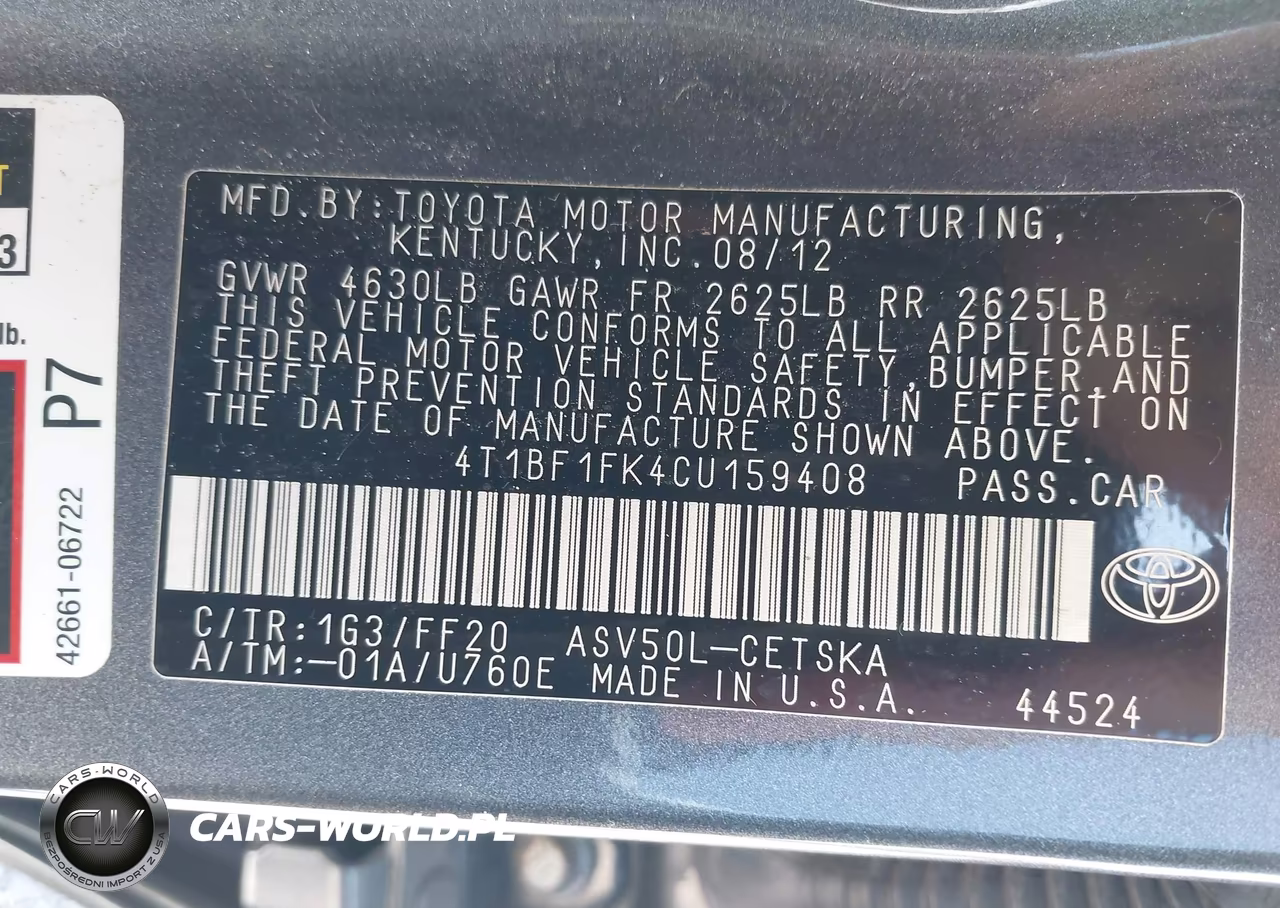 2012 Toyota Camry Se VIN:4T1BF1FK4CU159408 - 9