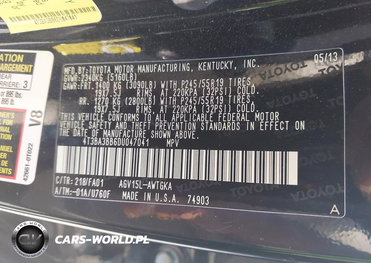 2013 Toyota Venza Le VIN:4T3BA3BB6DU047041 - 9