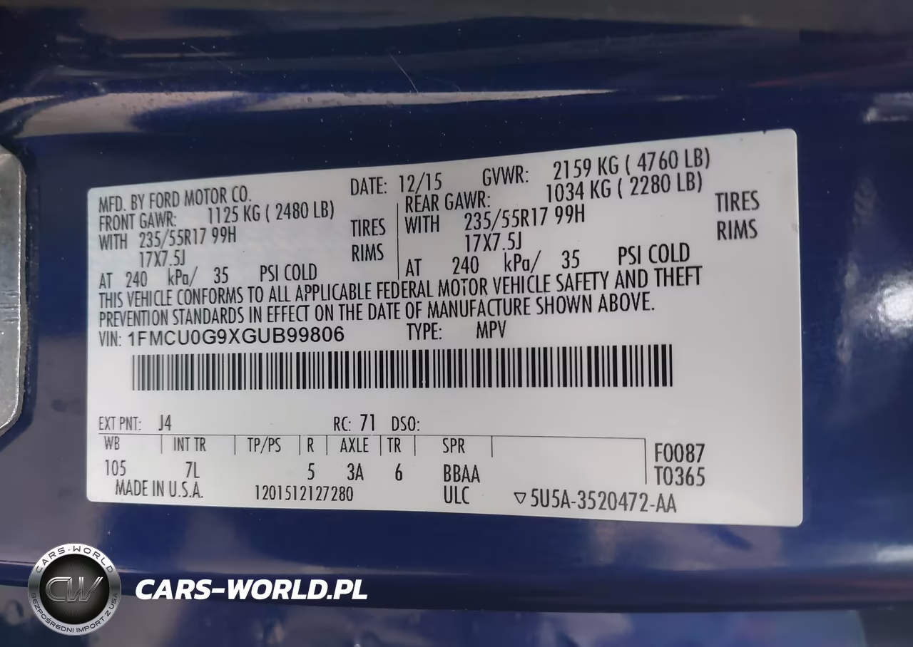2016 Ford Escape Se VIN:1FMCU0G9XGUB99806 - 9