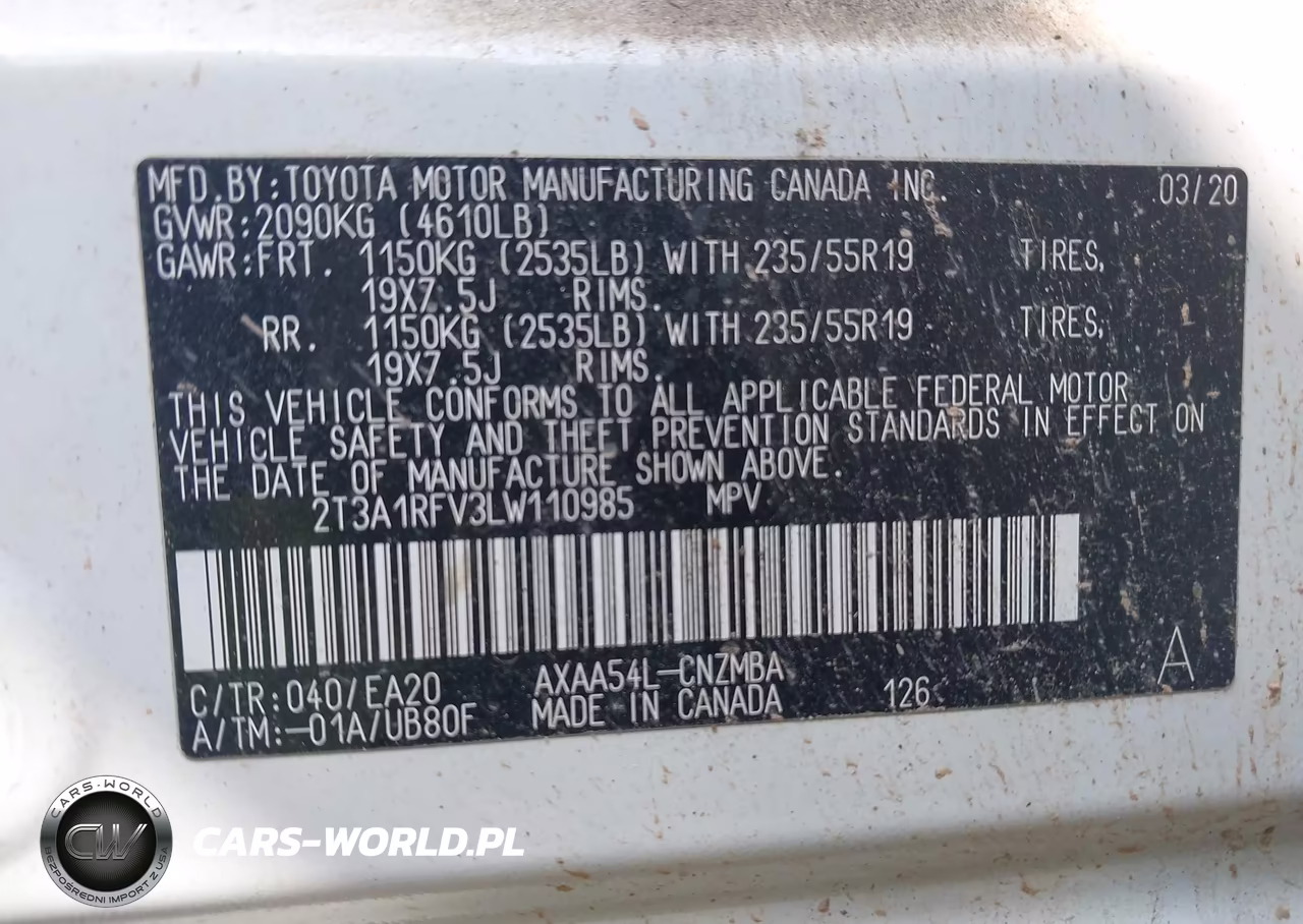 2020 Toyota Rav4 Xle Premium VIN:2T3A1RFV3LW110985 - 9