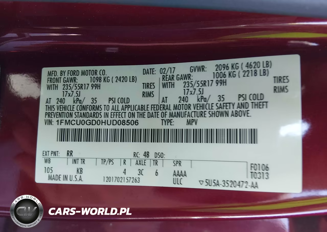 2017 Ford Escape Se VIN:1FMCU0GD0HUD08506 - 9