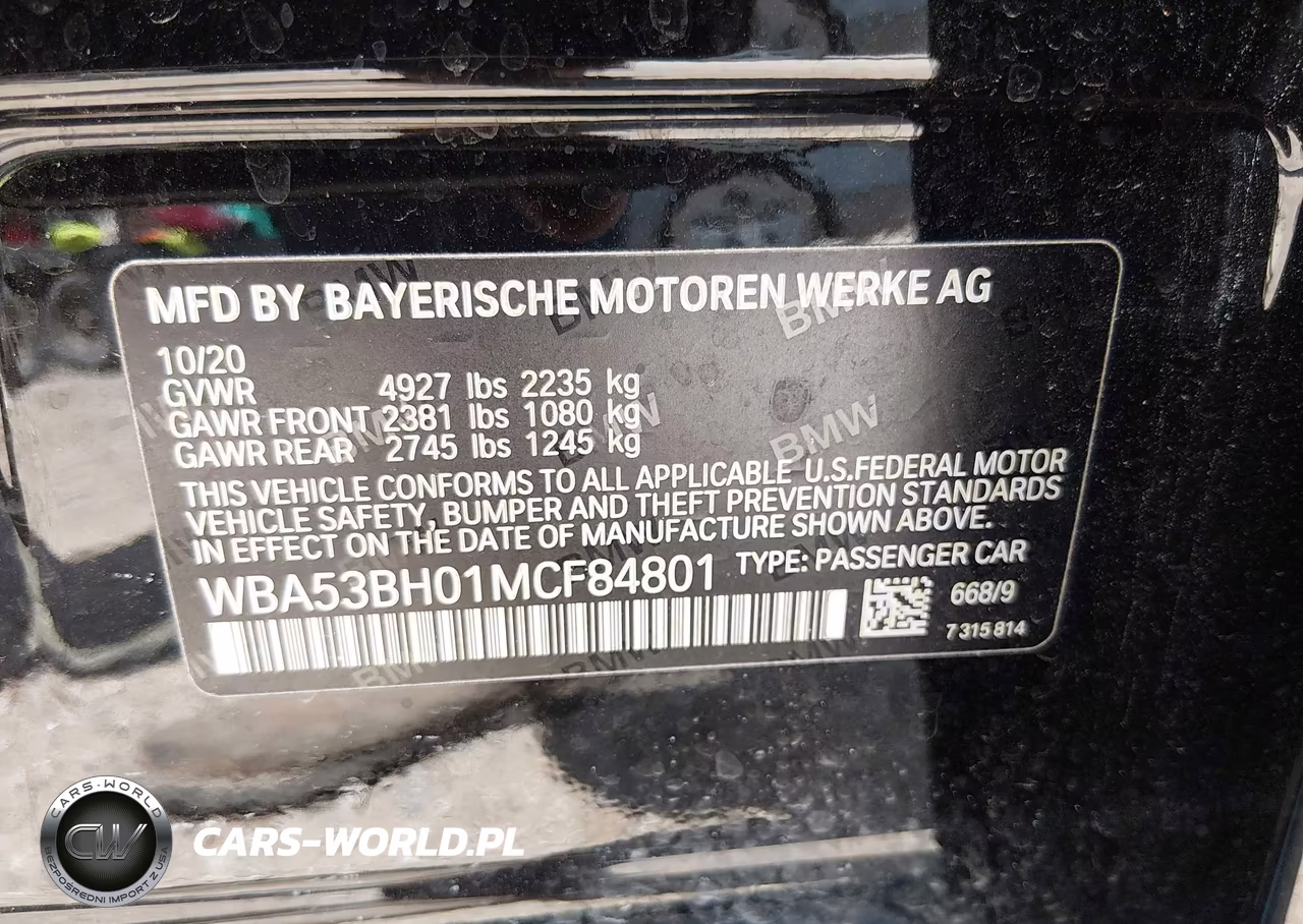 2021 BMW 530 I VIN:WBA53BH01MCF84801 - 9