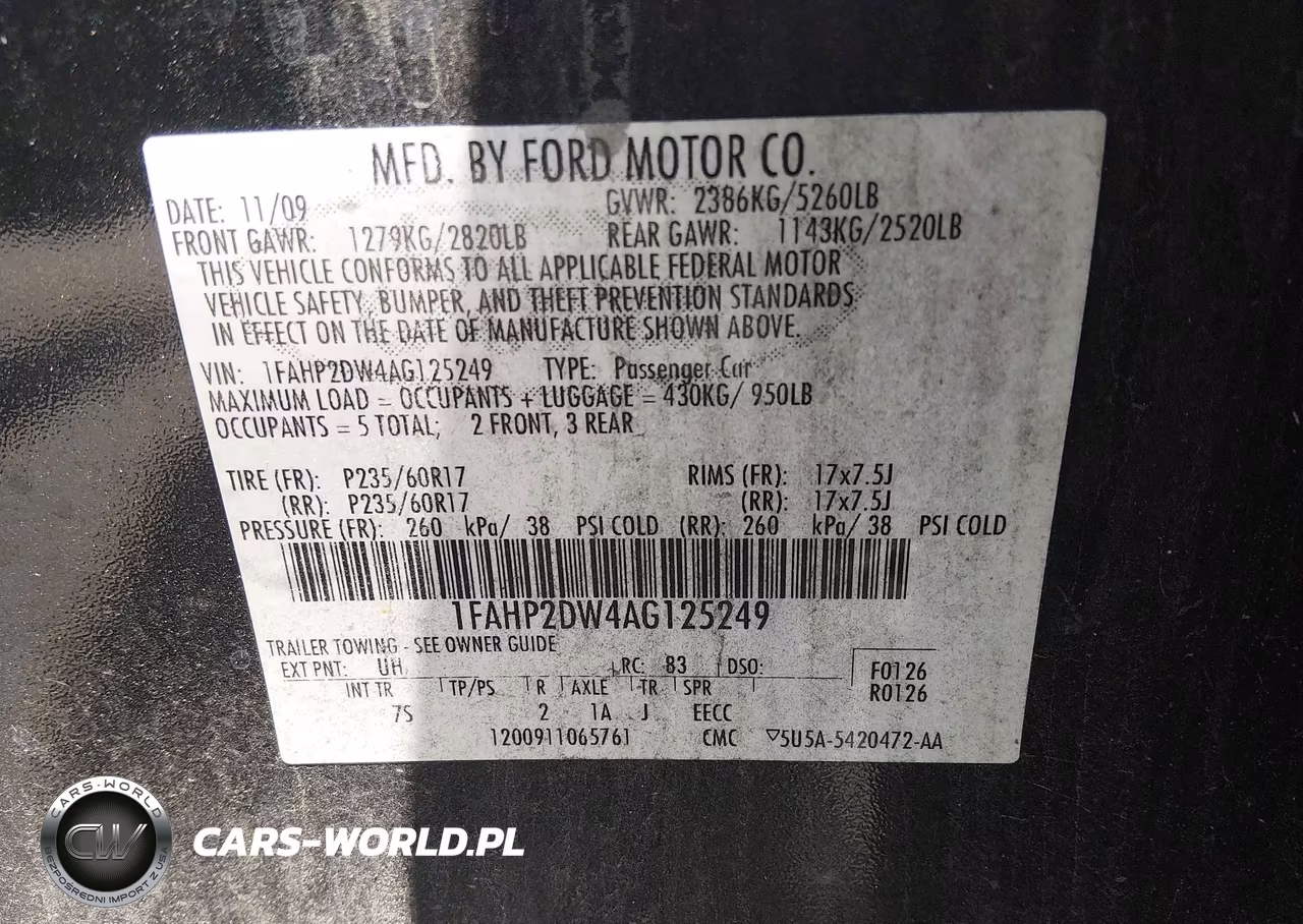 2010 Ford Taurus Se VIN:1FAHP2DW4AG125249 - 9