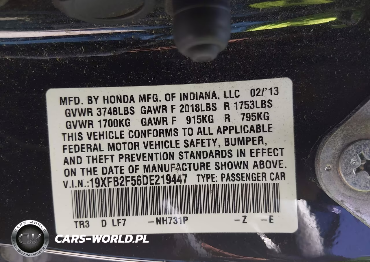 2013 Honda Civic Lx VIN:19XFB2F56DE219447 - 9
