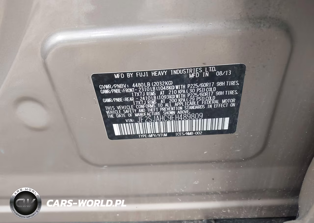2014 Subaru Forester 2.5I Limited VIN:JF2SJAHC9EH489809 - 9
