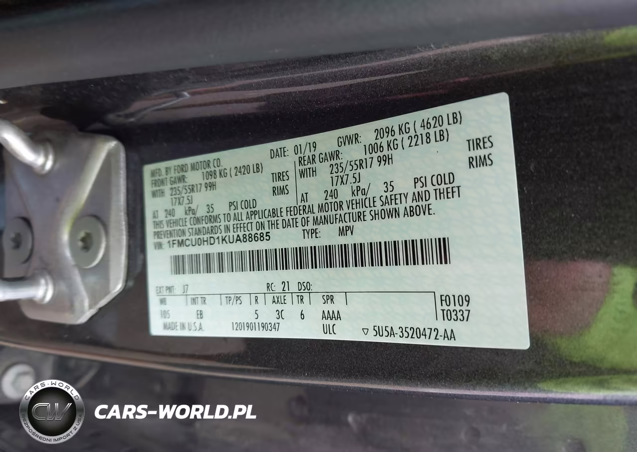 2019 Ford Escape Sel VIN:1FMCU0HD1KUA88685 - 9