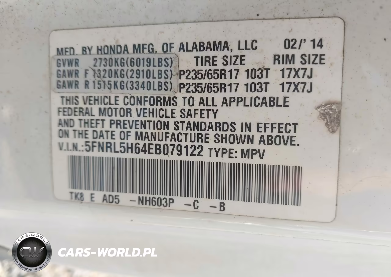 2014 Honda Odyssey Ex-L VIN:5FNRL5H64EB079122 - 9