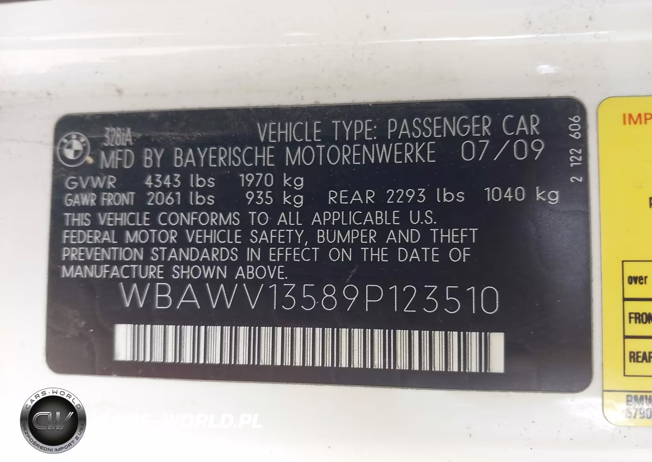 2009 BMW 328I VIN:WBAWV13589P123510 - 9