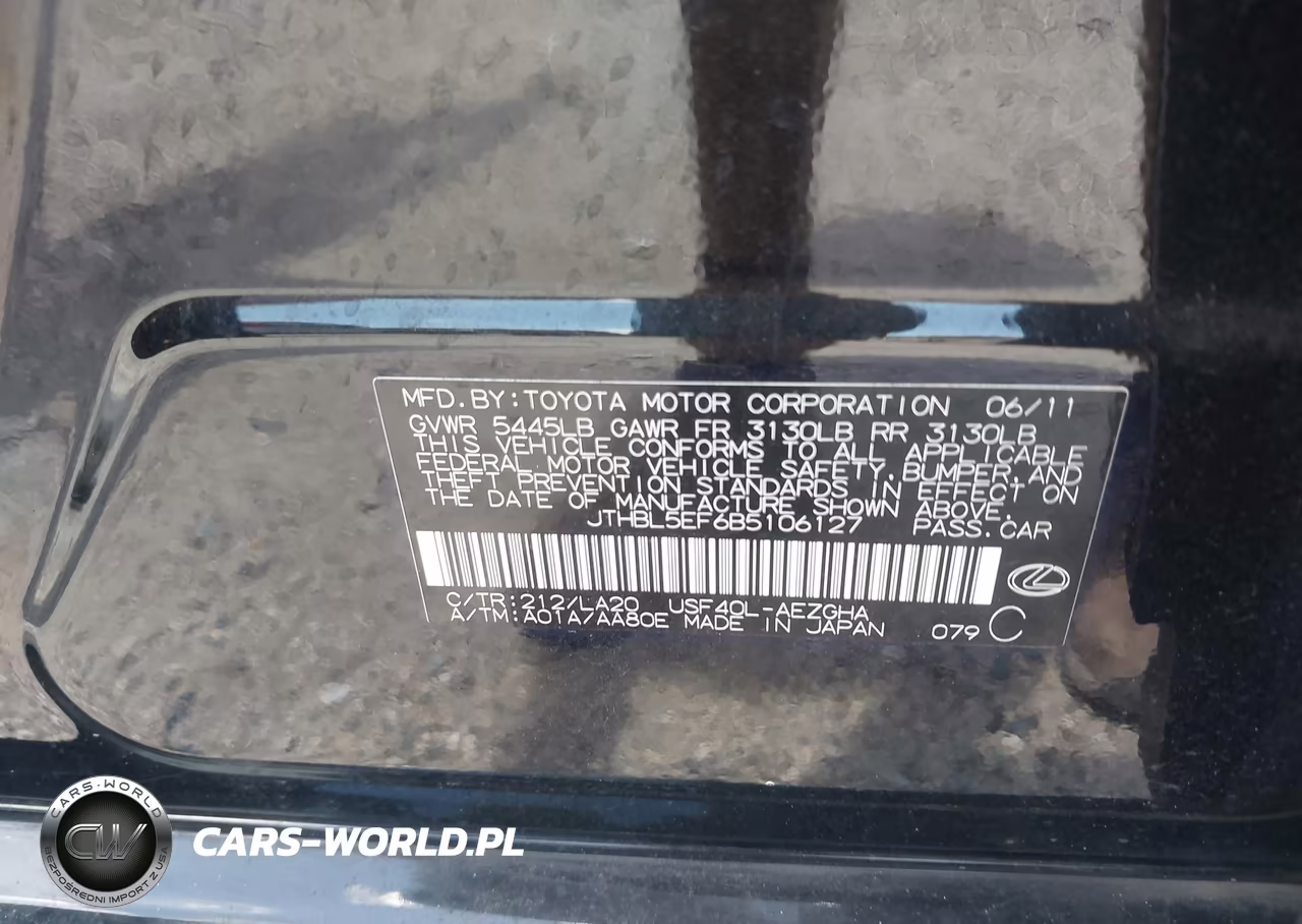 2011 Lexus Ls 460 VIN:JTHBL5EF6B5106127 - 9