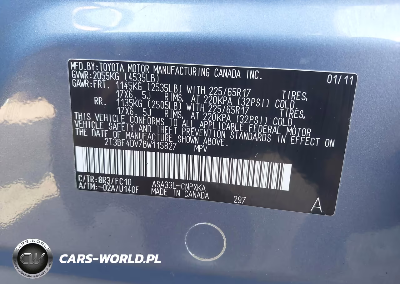 2011 Toyota Rav4 VIN:2T3BF4DV7BW115827 - 9