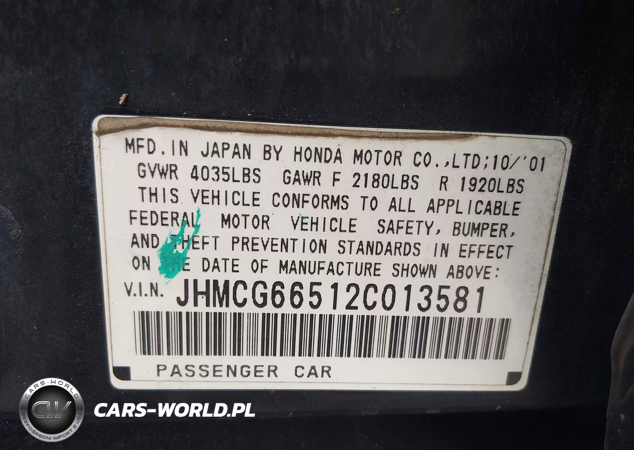 2002 Honda Accord 2.3 Lx VIN:JHMCG66512C013581 - 9