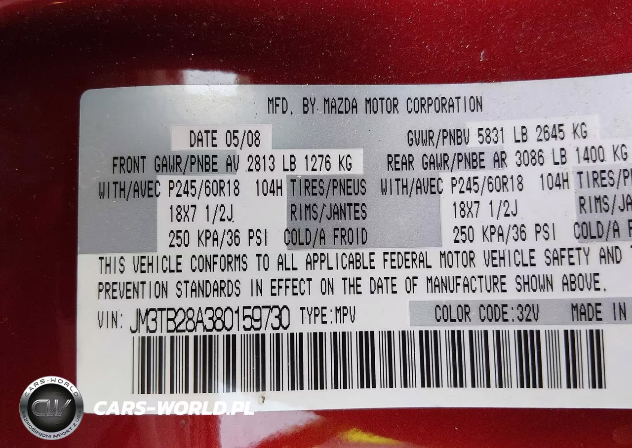 2008 Mazda Cx-9 Touring VIN:JM3TB28A380159730 - 9