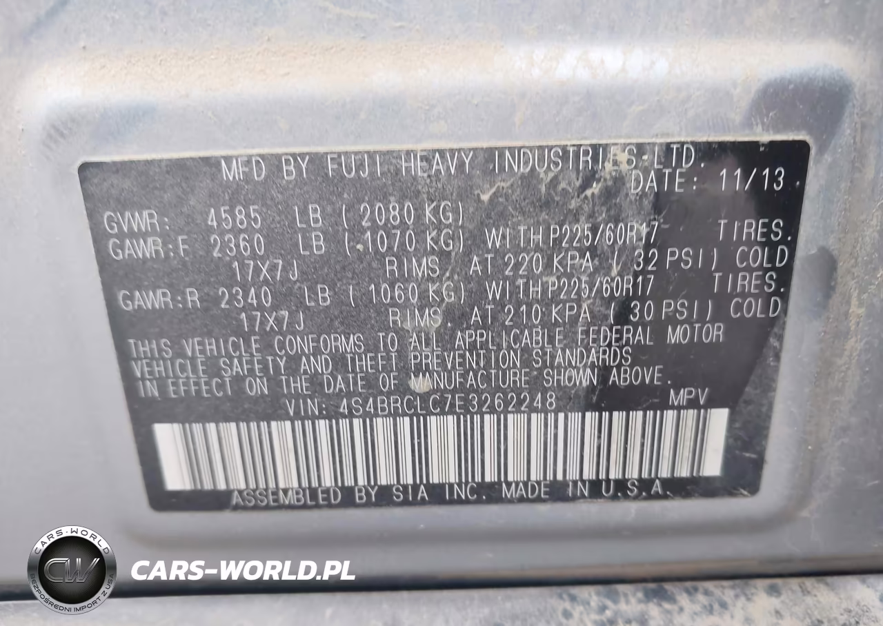 2014 Subaru Outback 2.5I Limited VIN:4S4BRCLC7E3262248 - 9