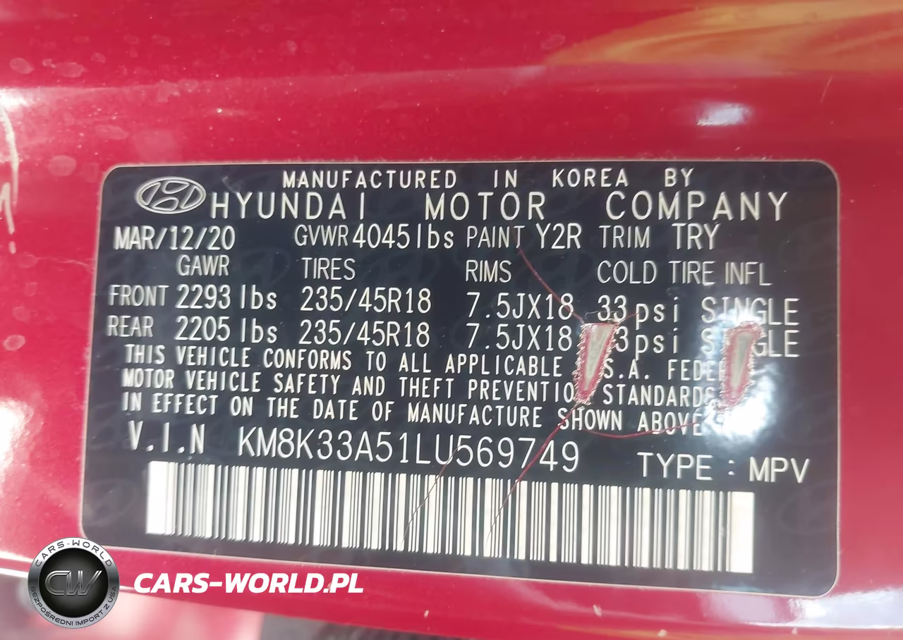 2020 Hyundai Kona Limited VIN:KM8K33A51LU569749 - 9