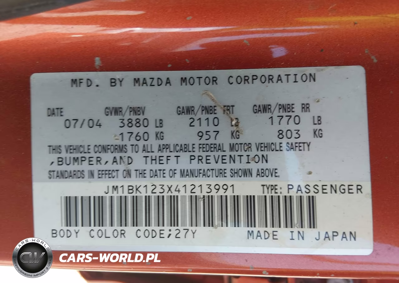 2004 Mazda Mazda3 S VIN:JM1BK123X41213991 - 9