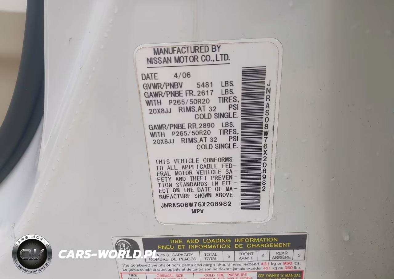 2006 Infiniti Fx35 VIN:JNRAS08W76X208982 - 9