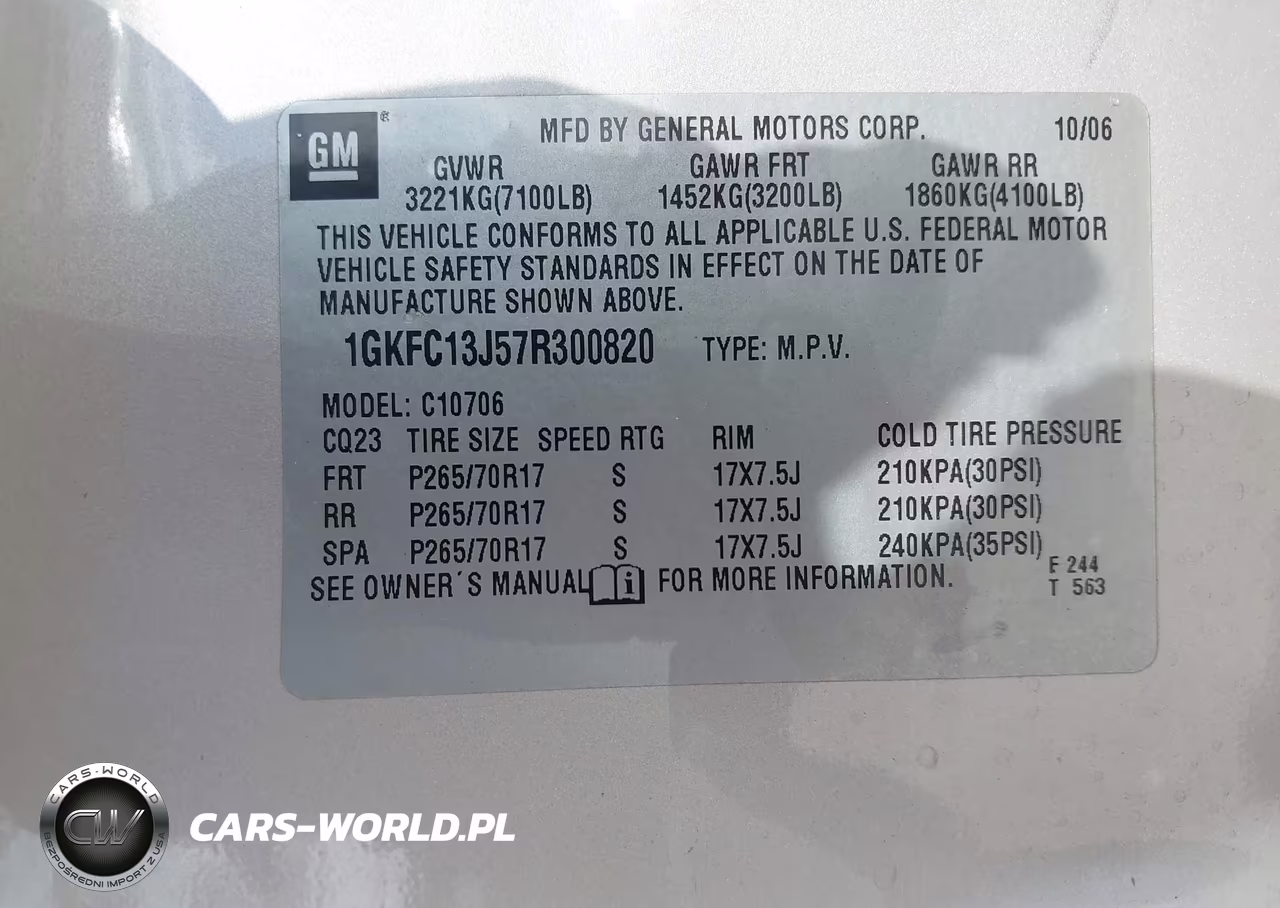 2007 GMC Yukon Slt VIN:1GKFC13J57R300820 - 9
