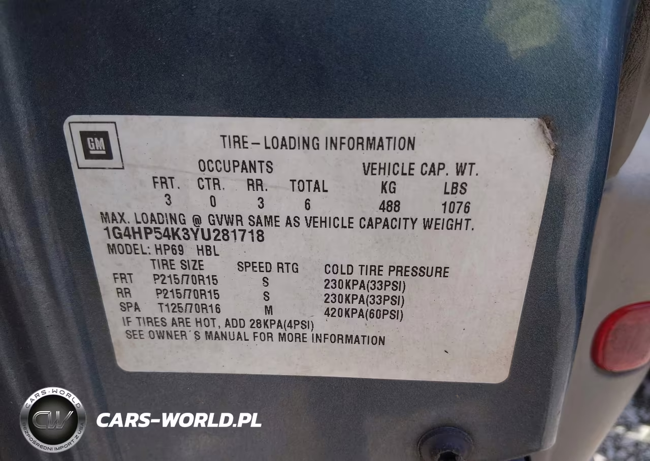 2000 Buick Lesabre Custom VIN:1G4HP54K3YU281718 - 9