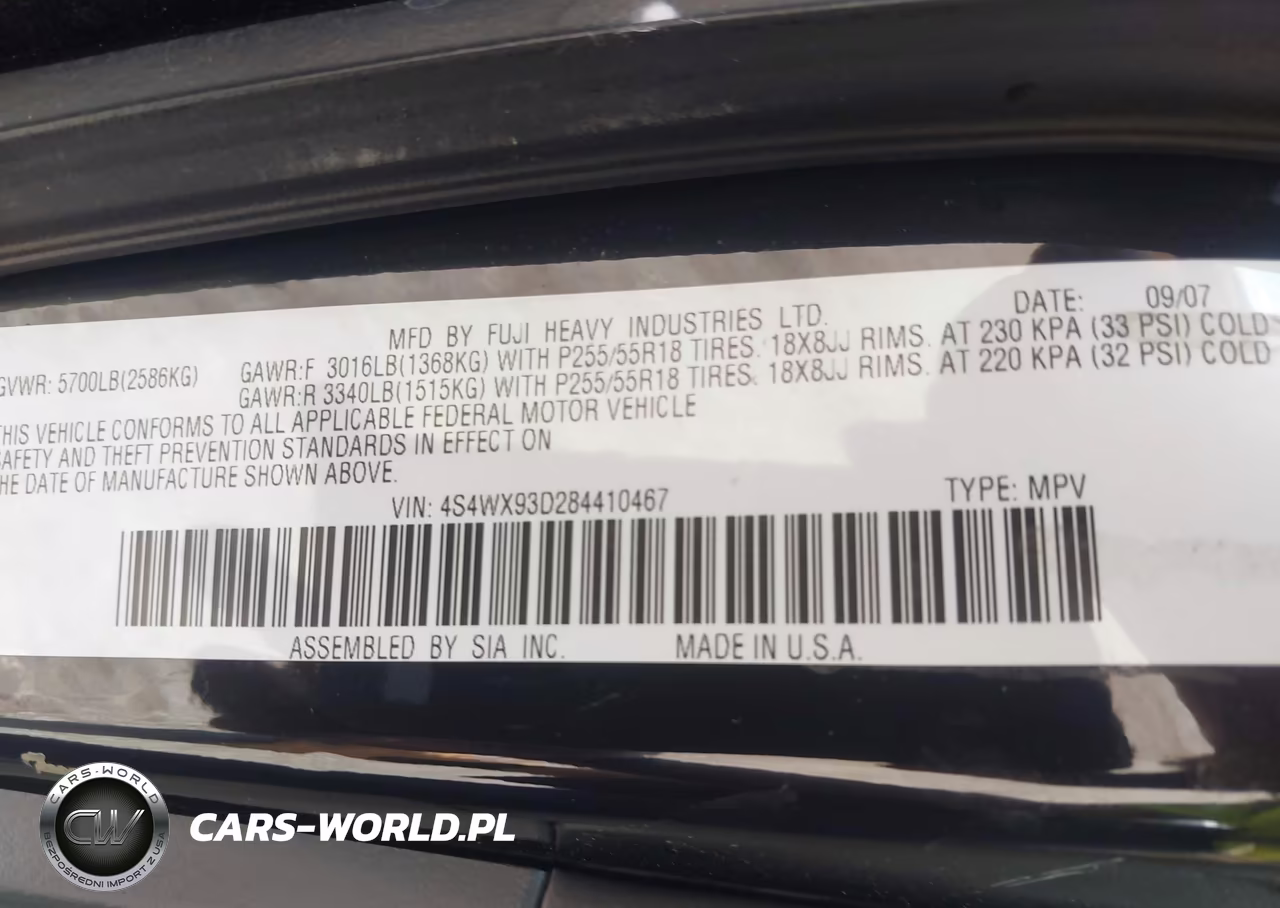 2008 Subaru Tribeca Limited 5-Passenger VIN:4S4WX93D284410467 - 9