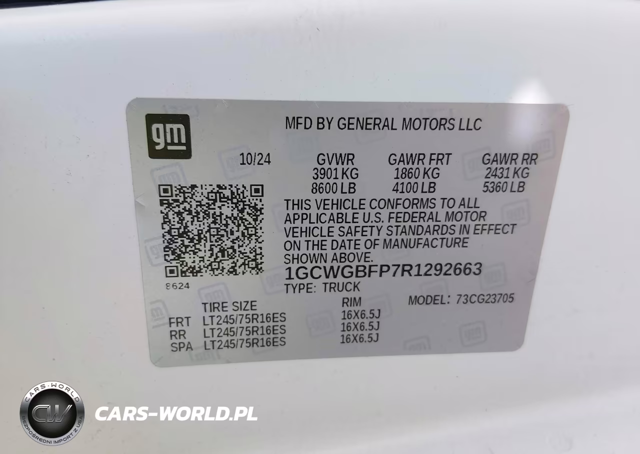 2024 Chevrolet Express Cargo Rwd 2500 Extended Wheelbase Wt VIN:1GCWGBFP7R1292663 - 9
