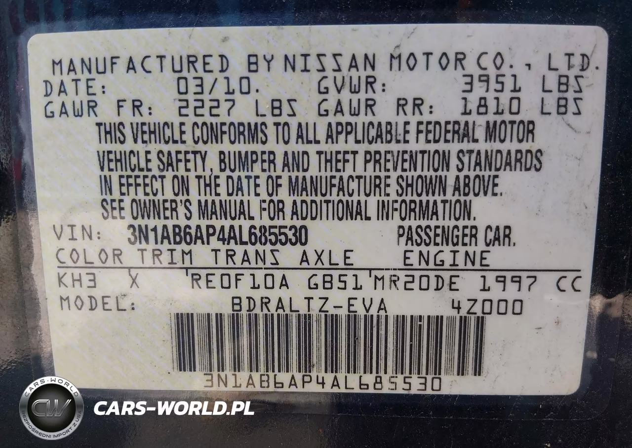 2010 Nissan Sentra 2.0S VIN:3N1AB6AP4AL685530 - 9