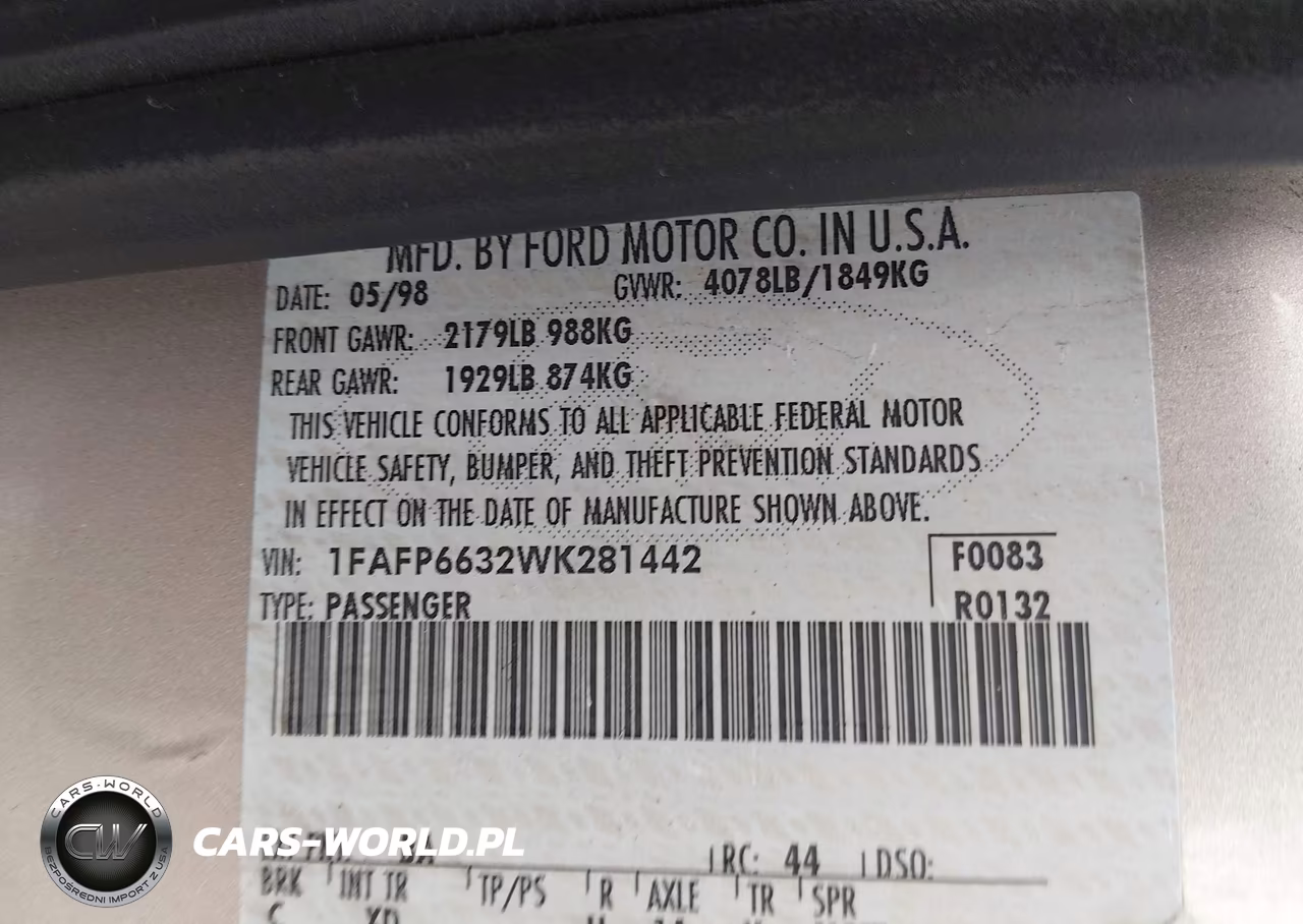 1998 Ford Contour Lx-Se VIN:1FAFP6632WK281442 - 9