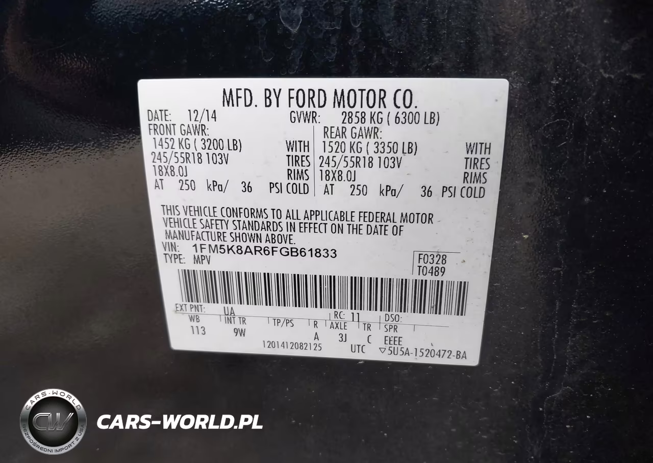 2015 Ford Utility Police Interceptor VIN:1FM5K8AR6FGB61833 - 9