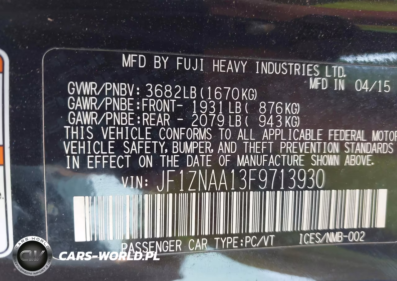 2015 Scion Fr-S VIN:JF1ZNAA13F9713930 - 9