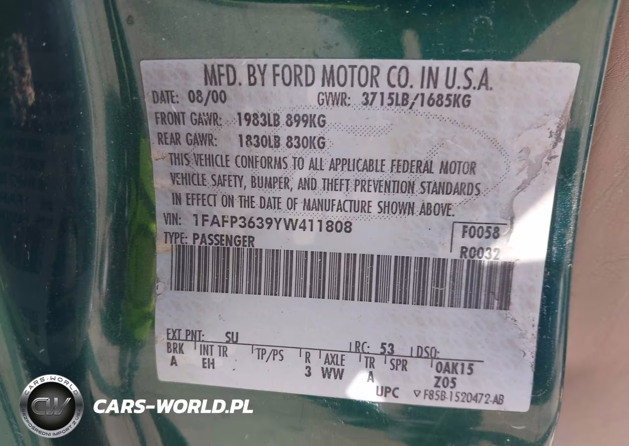2000 Ford Focus Se VIN:1FAFP3639YW411808 - 9