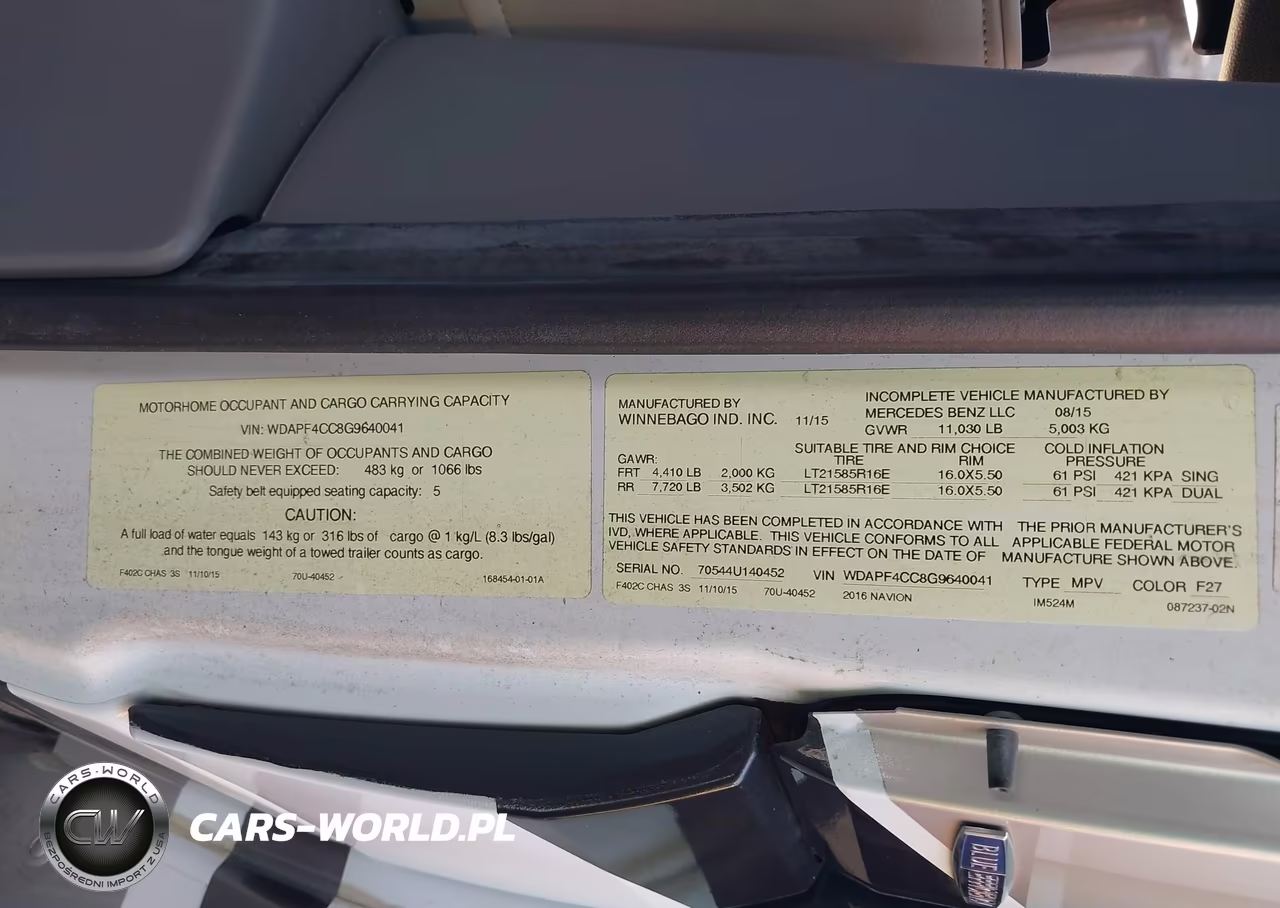 2016 Mercedes-Benz Sprinter 3500 VIN:WDAPF4CC8G9640041 - 9