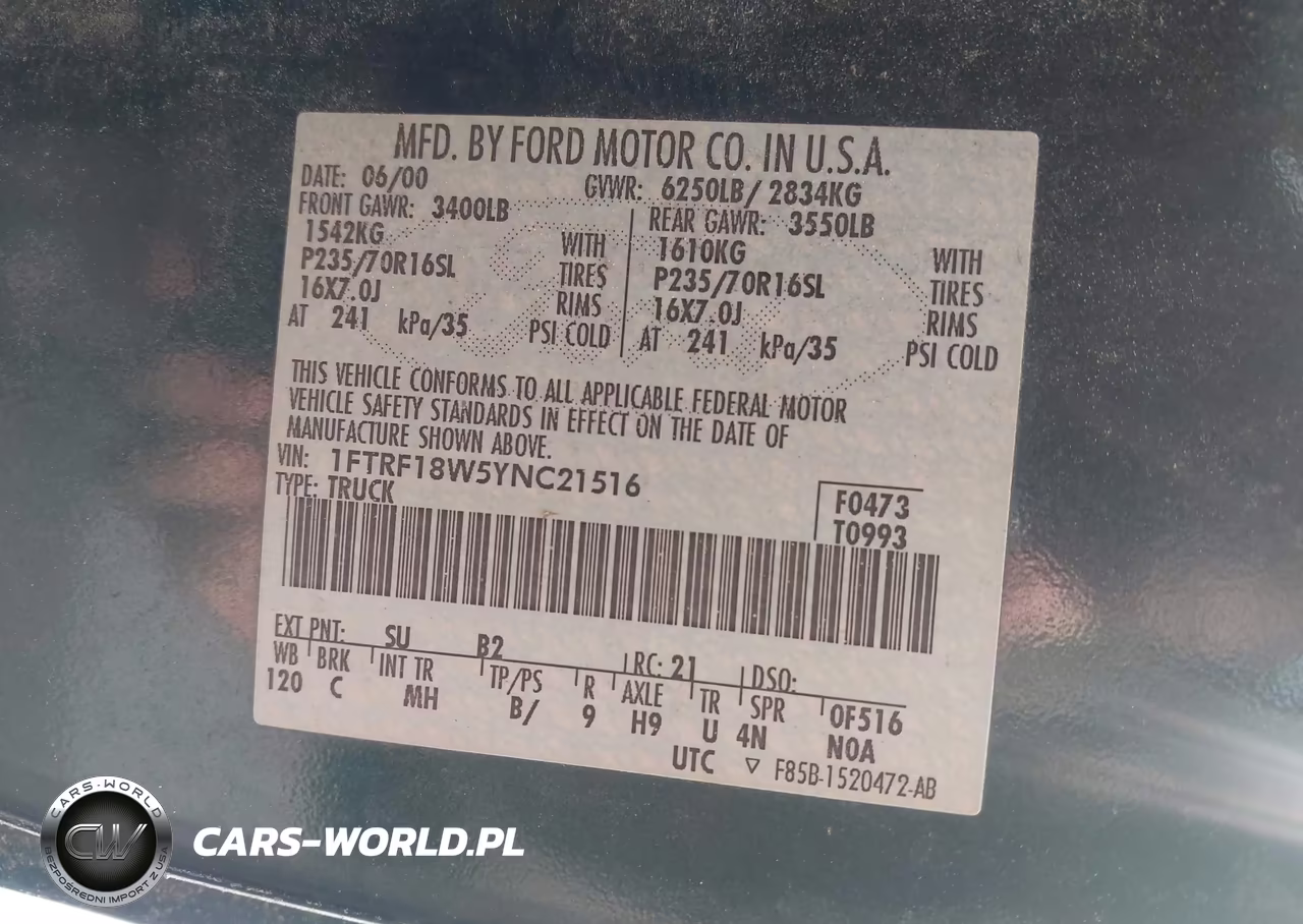 2000 Ford F-150 Work Series-Xl-Xlt VIN:1FTRF18W5YNC21516 - 9