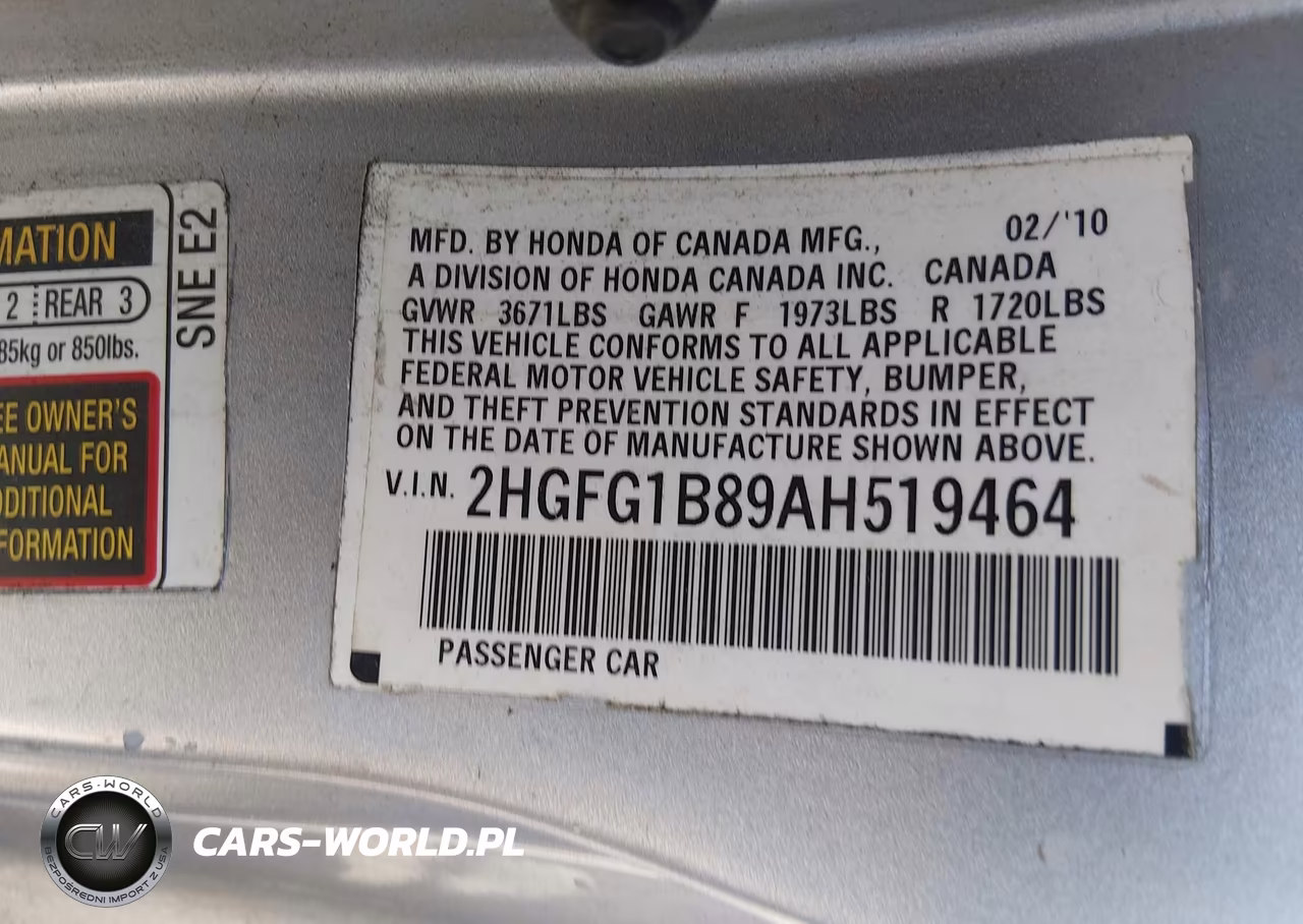 2010 Honda Civic Ex VIN:2HGFG1B89AH519464 - 9
