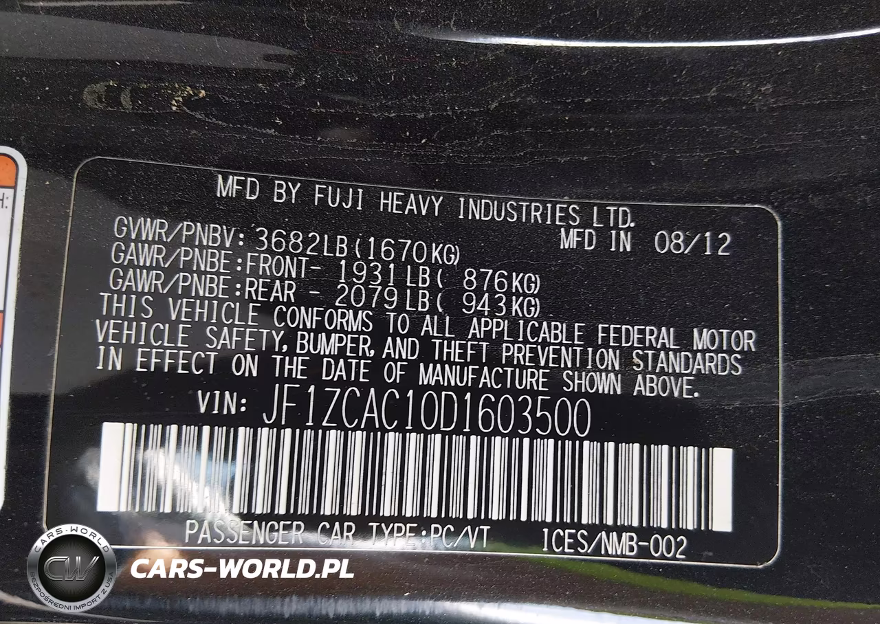 2013 Subaru Brz Limited VIN:JF1ZCAC10D1603500 - 9