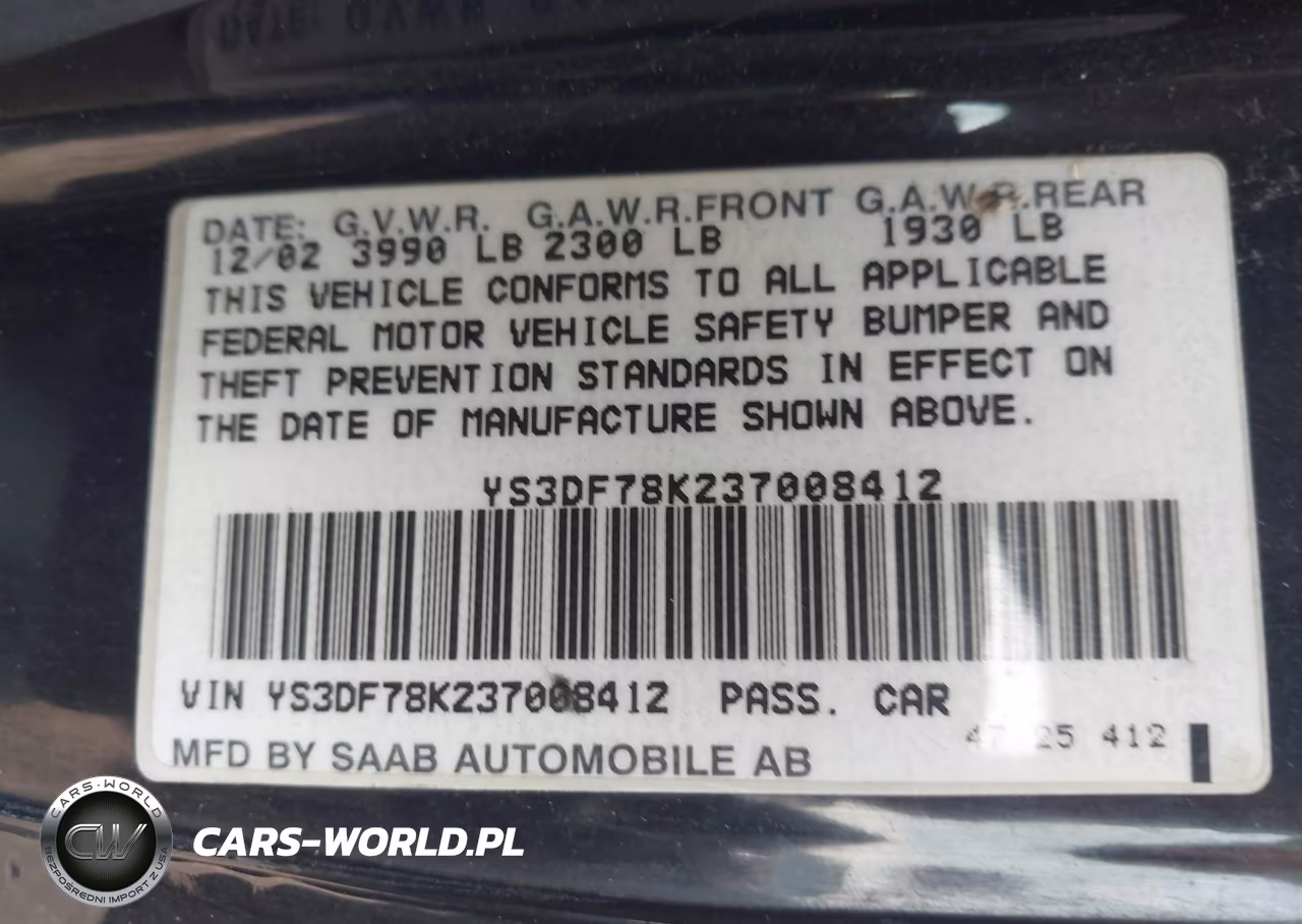 2003 Saab 9-3 Se VIN:YS3DF78K237008412 - 9