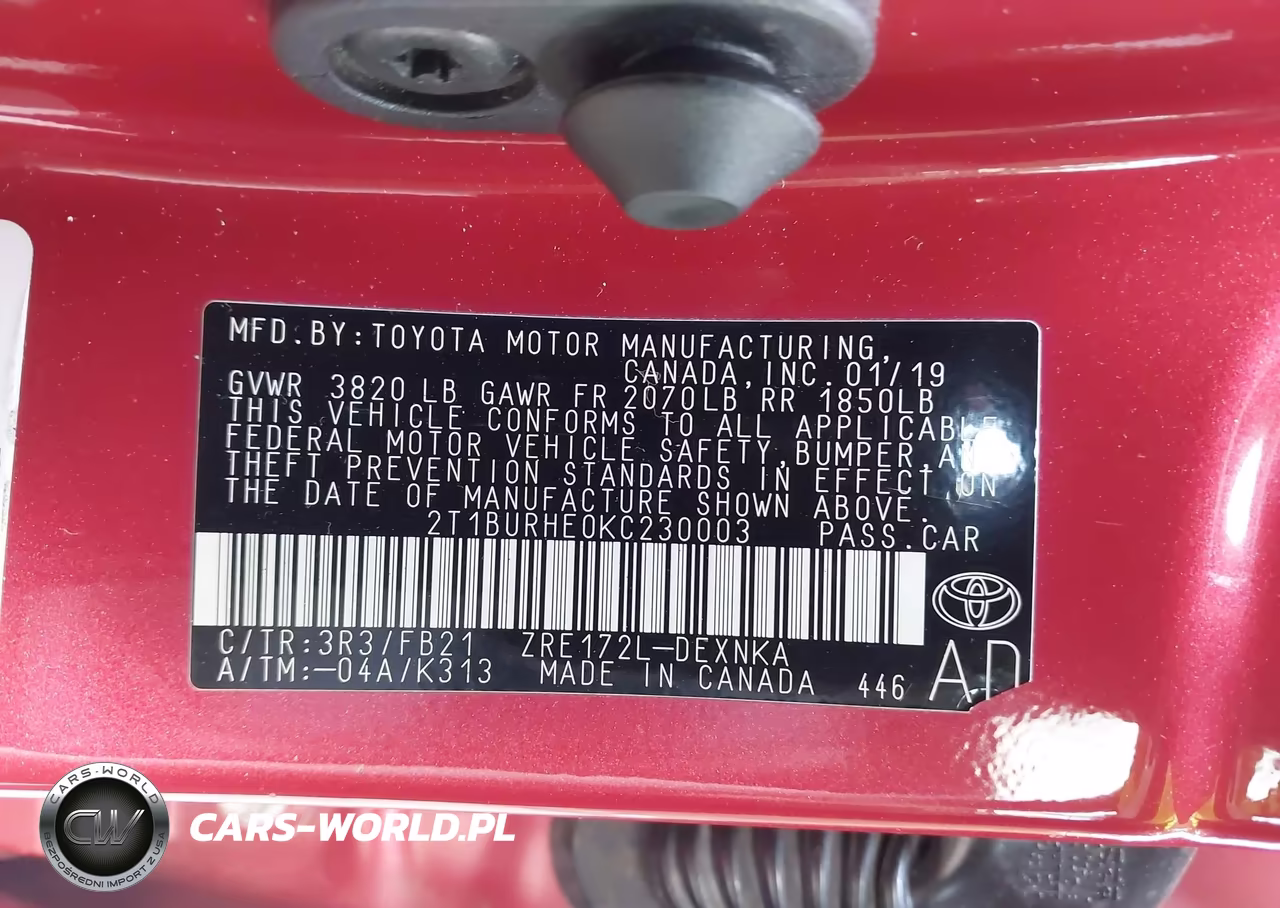 2019 Toyota Corolla Le VIN:2T1BURHE0KC230003 - 9