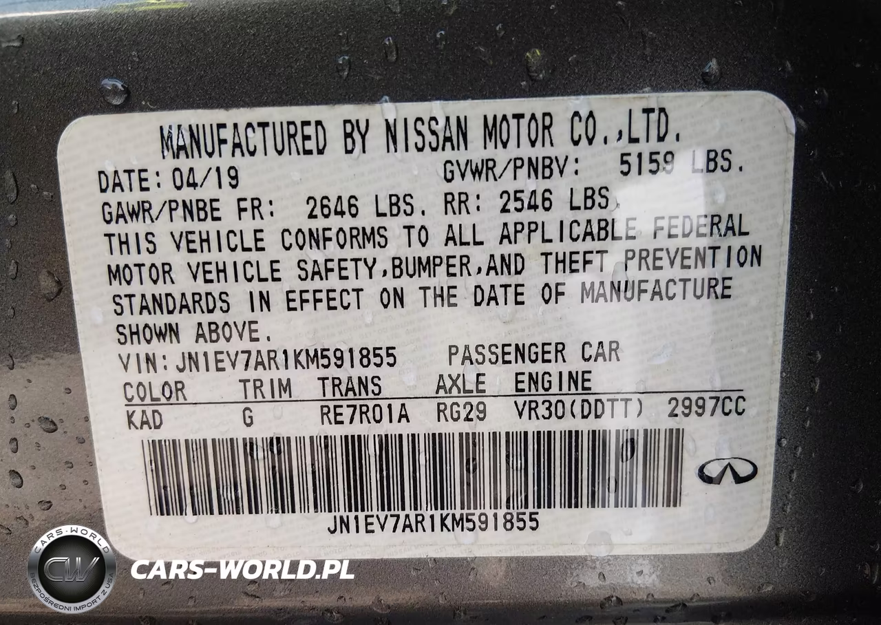 2019 Infiniti Q50 3.0T Luxe VIN:JN1EV7AR1KM591855 - 9