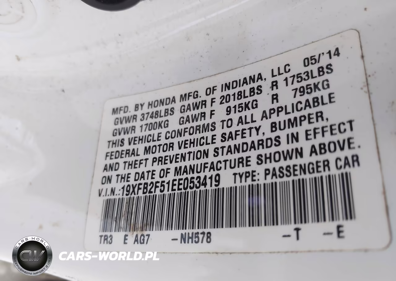 2014 Honda Civic Lx VIN:19XFB2F51EE053419 - 9