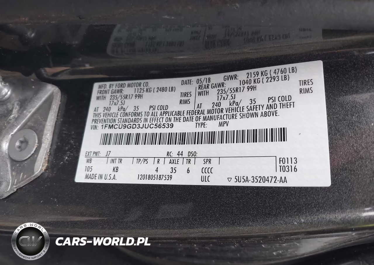 2018 Ford Escape Se VIN:1FMCU9GD3JUC56539 - 9