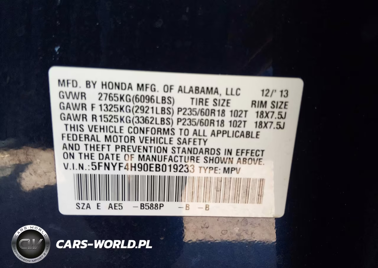 2014 Honda Pilot Touring VIN:5FNYF4H90EB019233 - 9