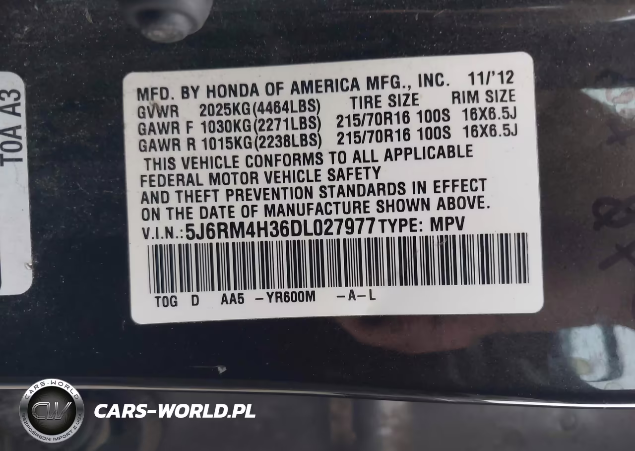2013 Honda Cr-V Lx VIN:5J6RM4H36DL027977 - 9