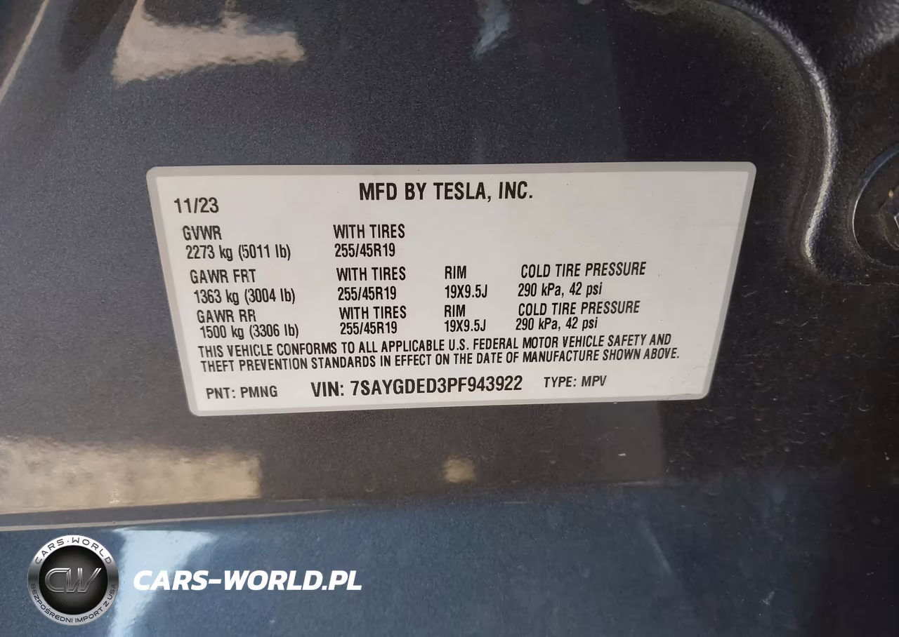 2023 Tesla Model Y Rwd VIN:7SAYGDED3PF943922 - 9