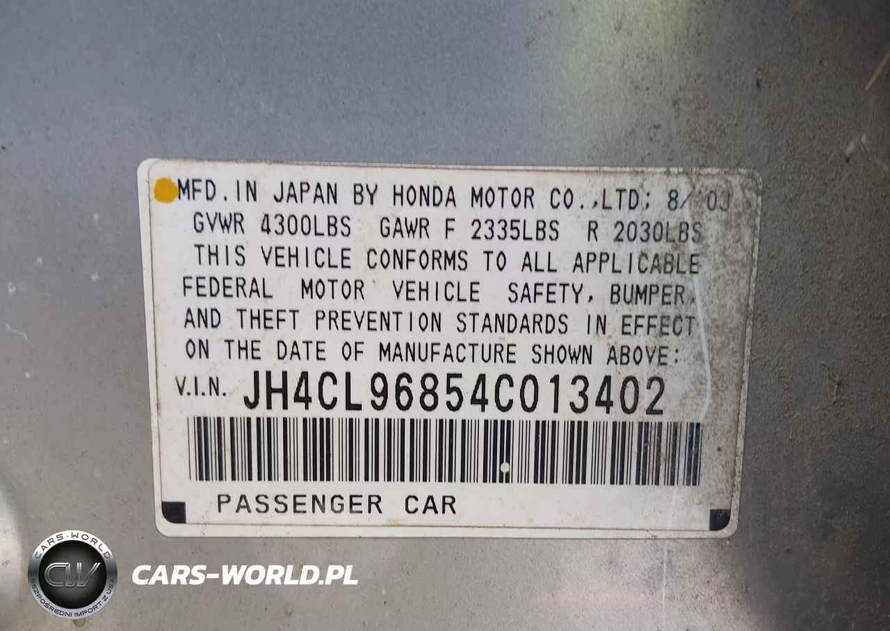 2004 Acura Tsx VIN:JH4CL96854C013402 - 9