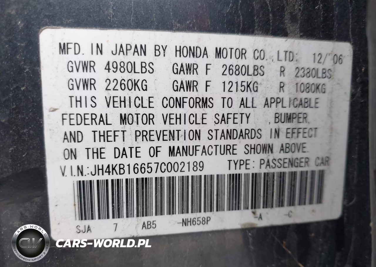 2007 Acura Rl 3.5 VIN:JH4KB16657C002189 - 9