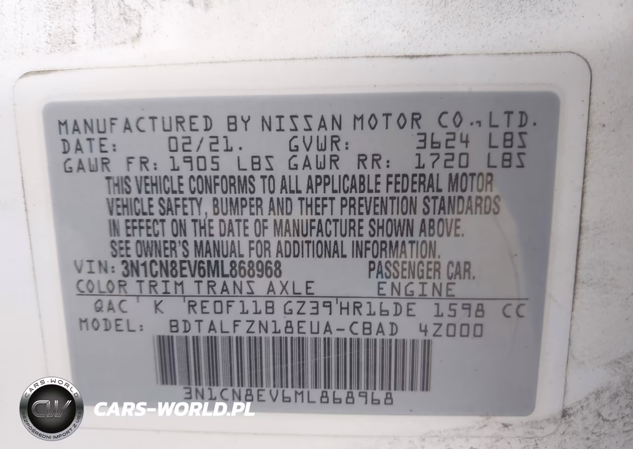 2021 Nissan Versa Sv Xtronic Cvt VIN:3N1CN8EV6ML868968 - 9