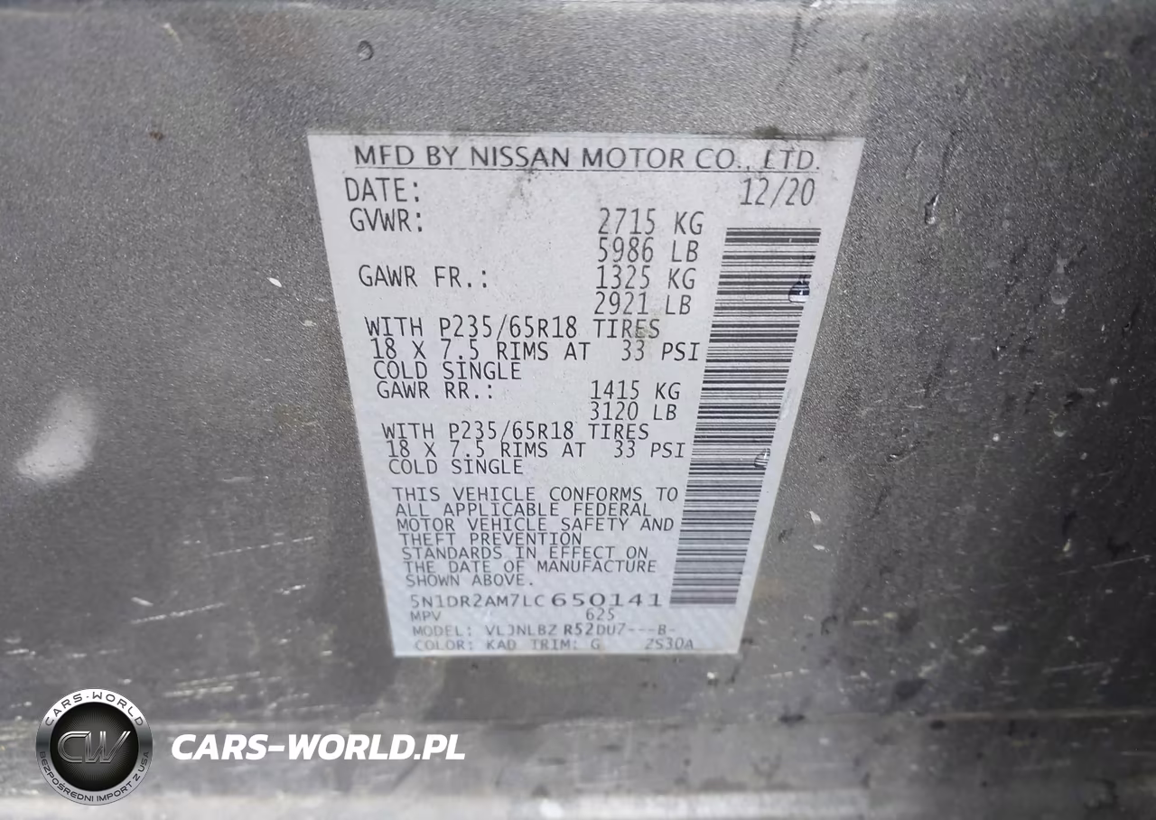 2020 Nissan Pathfinder S 4Wd VIN:5N1DR2AM7LC650141 - 9