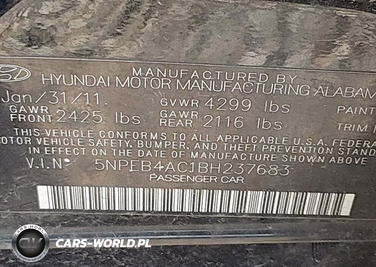2011 Hyundai Sonata Gls VIN:5NPEB4AC1BH237683 - 9